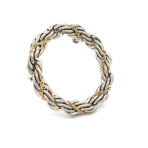 Tiffany & Co Estate Circle Wreath Brooch 18k G + Silver TIF644 - Picture 8 of 9